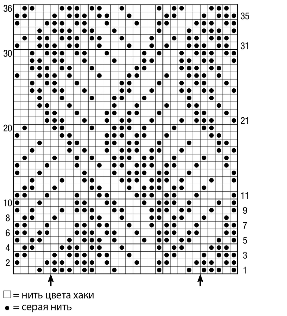 Двухцветный узор для варежек спицами схемы
